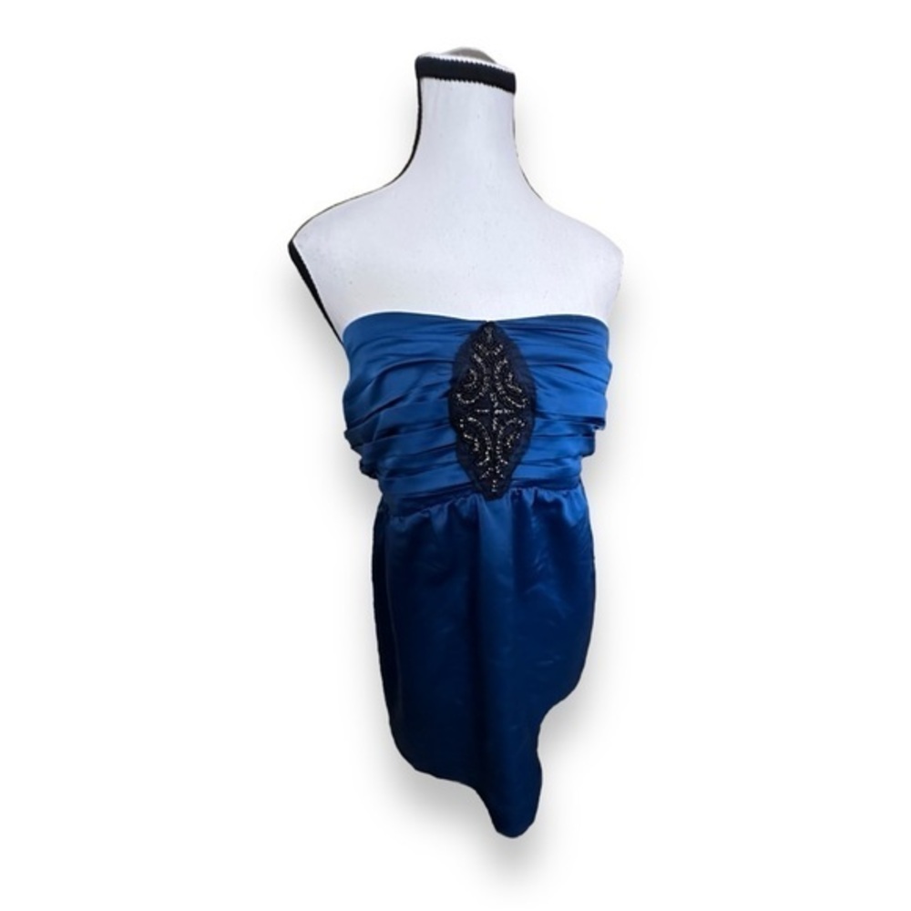 Womenβs torrid 1 Royal Blue Satin Strapless Fully Lined Beaded Tube Top